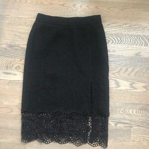 Free People Black Skirt with Lace Details